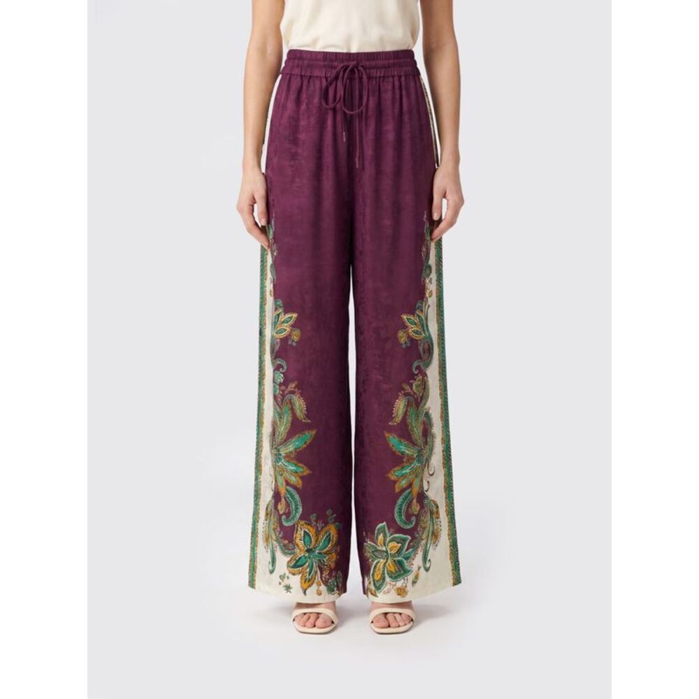 High-Waisted Floral Print Palazzo Trousers Alemais In Silk And Viscose